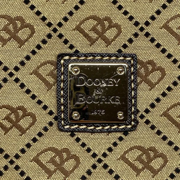 Dooney & Bourke Signature Canvas Hobo Bag Brown‎ Leather Trim Handbag - Image 2