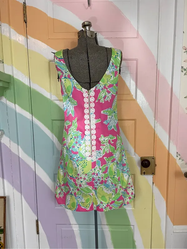 Lilly Pulitzer Delia Hotty Pink Lemonade Shift Mini Cotton Dress Sz 8 🧡🎀 - Image 7