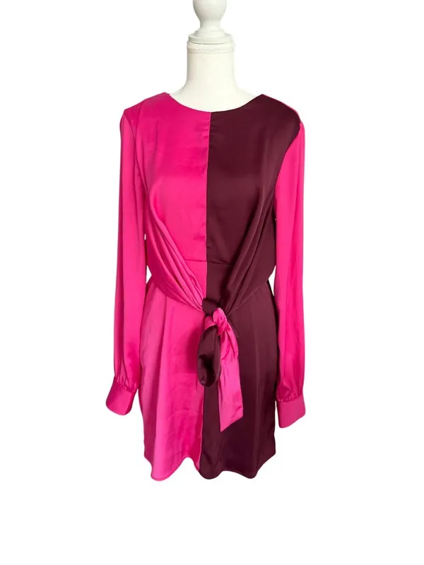 STEVE MADDEN Burgundy Pink Block Long Sleeve Dress Size Small - Image 5