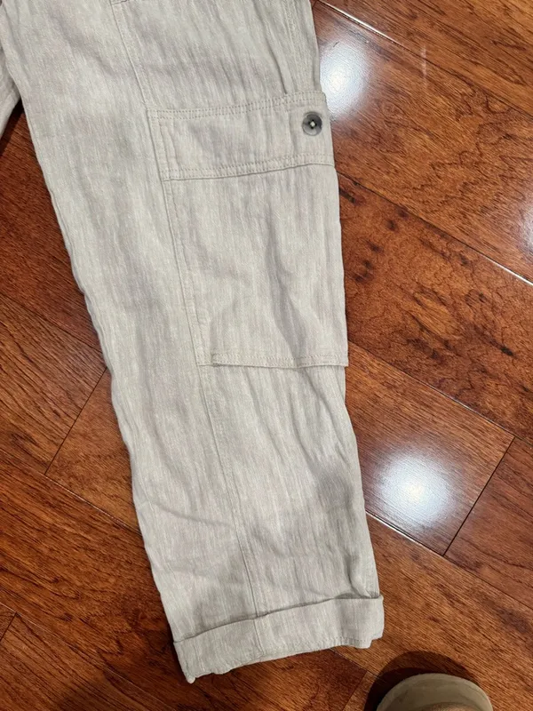 Free People Feelin' Good Beige High-Rise Linen Blend Straight Pants Size S NWT - Image 2