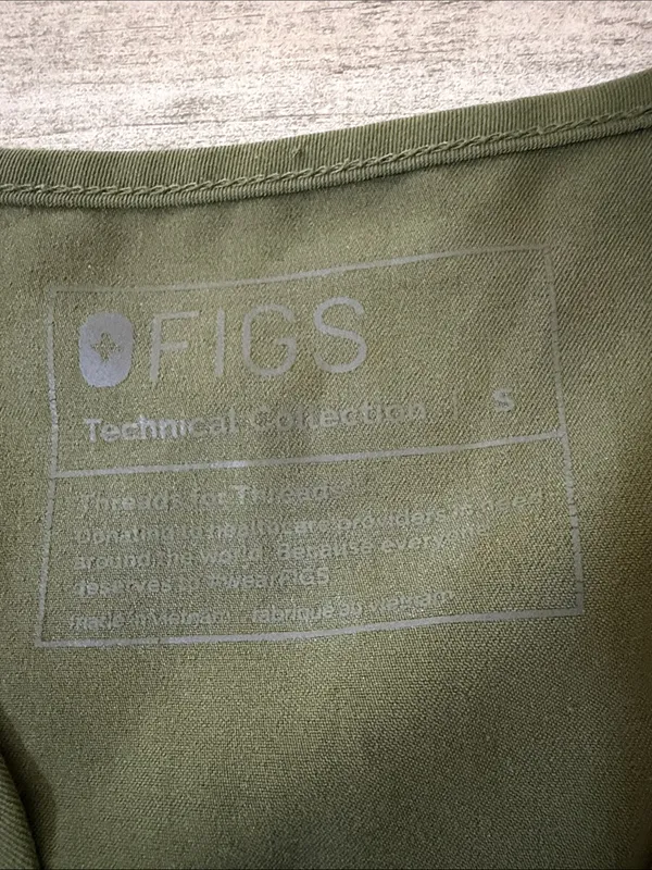 FIGS Olive Green V-Neck Short Sleeve Scrub Top - Image 4