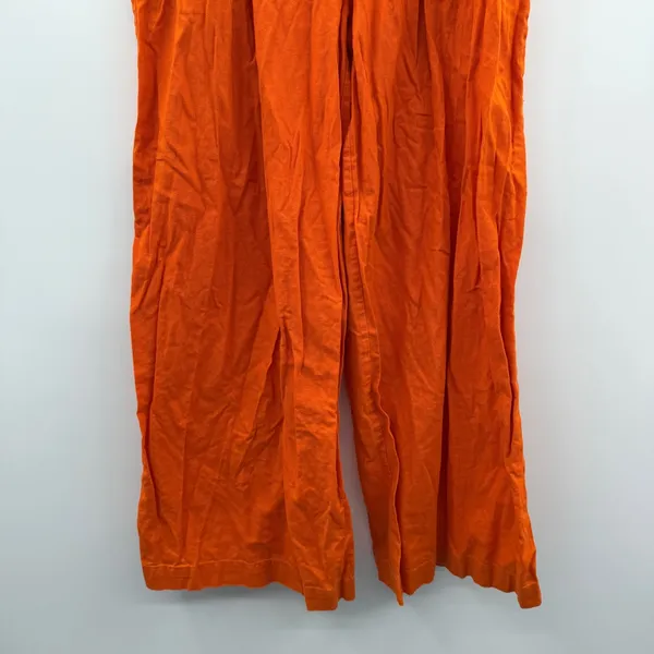 Eudon Choi Belted Wide Leg‎ Pants Bright Orange Linen Blend High Rise Women’s 2 - Image 10