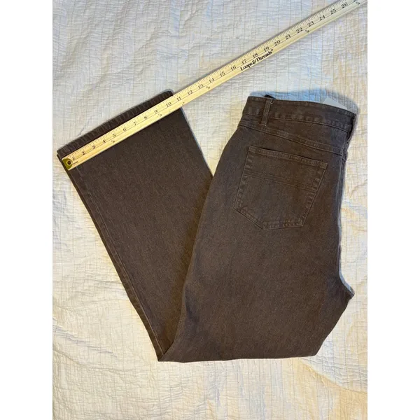 J. Jill Tried & True Fit Brown Stretch Denim Wide Leg Pants Size 16 83151035 - Image 2