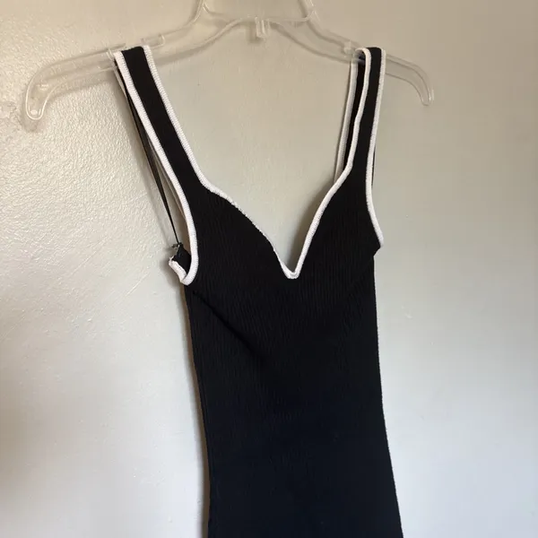 Abercrombie & Fitch Women Ribbed Black White Trim Bodycon Dress Sleeveless XS - Image 3
