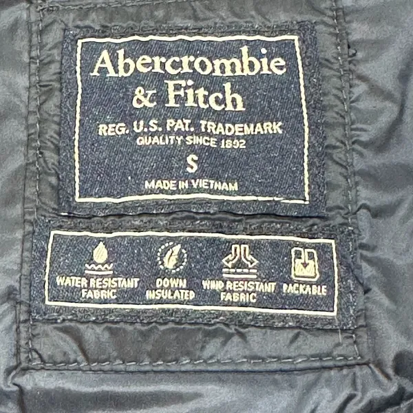 Abercrombie & Fitch Down Insulated Packable Puffer Winter Jacket Navy‎ Small - Image 6