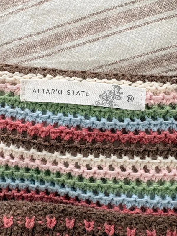 Altar'd State Layla Crochet Striped Cropped Top - Image 3