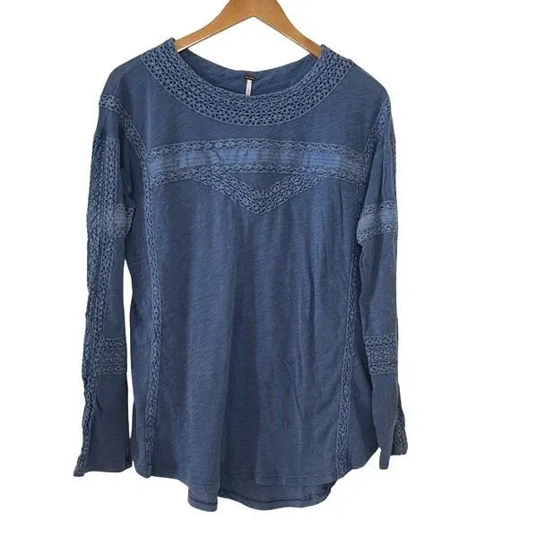 Free People Womens Boy Meets Girl Crochet Long Sleeve Top‎ Pacific Coast XS NWT - Image 2