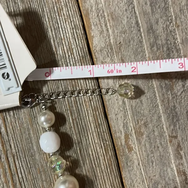 NWT Charming Charlie necklace & earring set white/pearl/crystal beads - Image 11