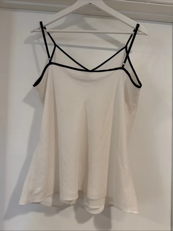 Ann Taylor White Cami with Black Contrast Trim - Image 2