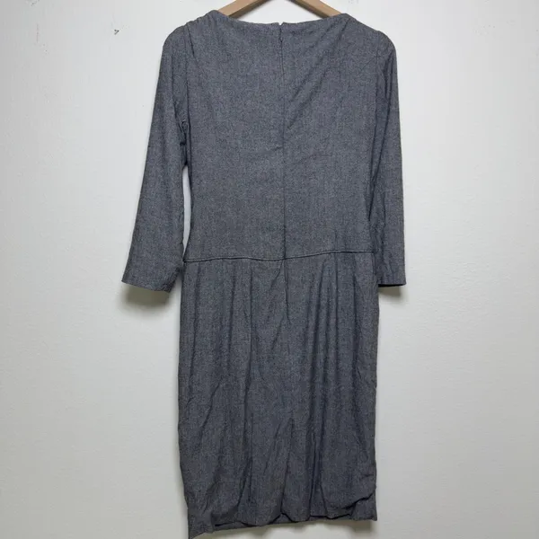 Carolina Herrera Women Virgin‎ Wool Silk Dress 8 Grey Bow Front Sheath Midi - Image 7