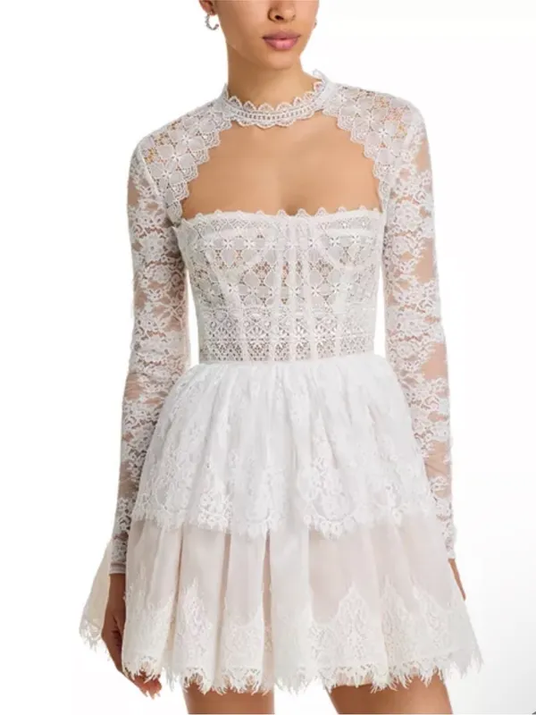Bronx & Banco Daphne White Lace Mini Dress S NEW - Image 4