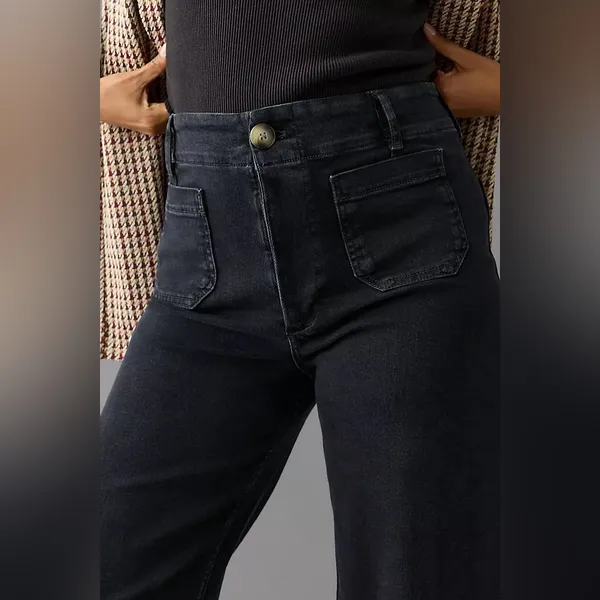Anthropologie Maeve The Colette High Rise Crop Wide Leg Jeans Patch Pocket - Image 3