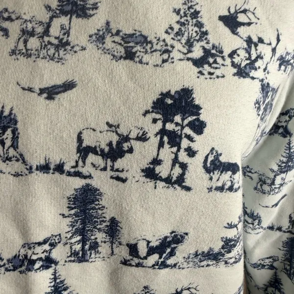 Vintage lands end Blue and White Scenic Print Sweatshirt size large - Image 6
