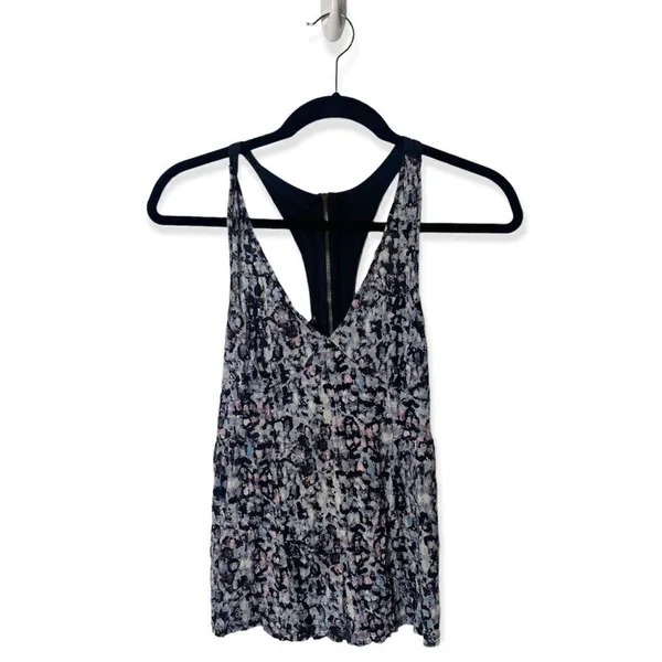 Silence + Noise Urban Outfitters Abstract Print Racerback Tank Top M Zip Back - Image 3
