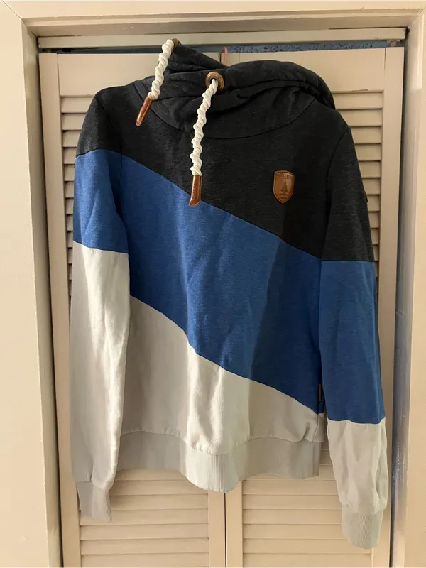 Wanakome Selene Color Block Blue Diagonal Stripes Hoodie Size Small - Image 2