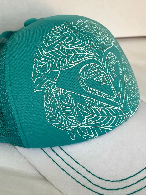 Roxy Women's Teal and White Mesh Trucker Hat - Image 2