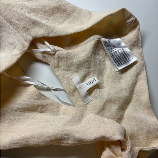 H&M Neutral Linen Tie-Front Bandeau Top | Cream | Small - Image 4