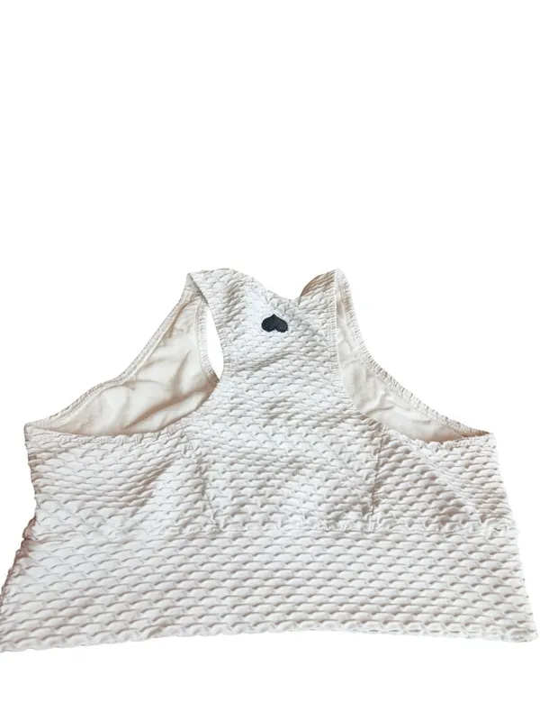 Booty by Brabants White Two Piece Workout Set Crop Top Shorts One Size Curvy - Image 10
