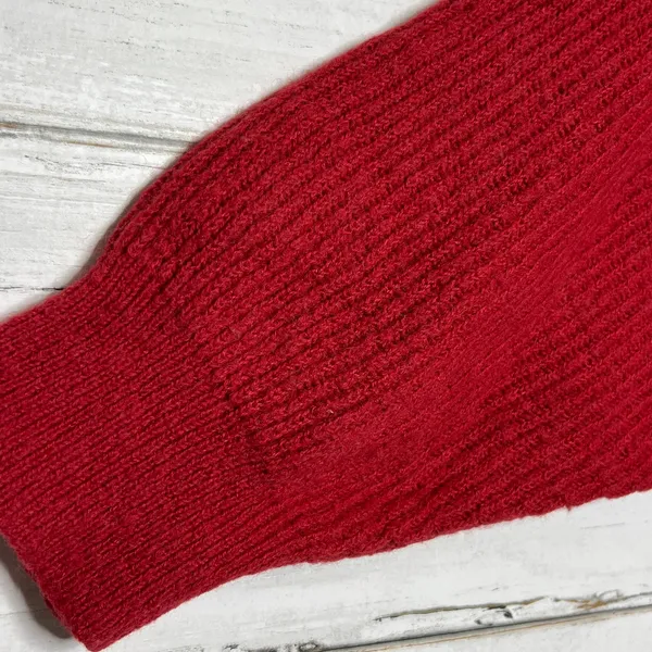 Free People Oversized Red Knit Sweater Slouchy Dolman Sleeves Size Medium - Image 7