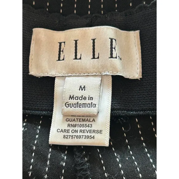 Elle Pinstripe Dress Pants Black & White Slim Fit Pull On - Size M - Image 5