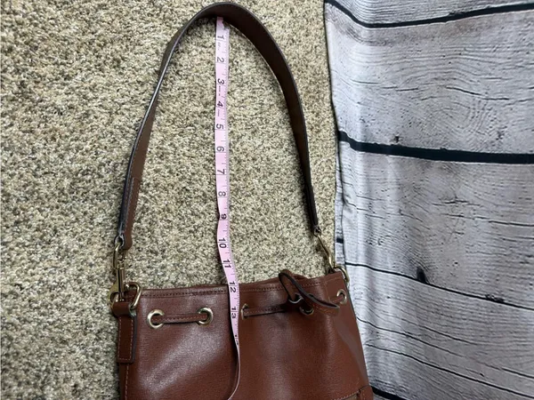 Dooney & Bourke saffiano Brown Leather Drawstring Bucket Bag - Image 8