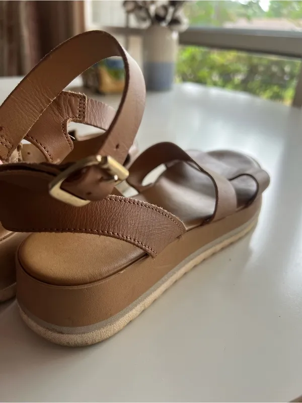 Mila Paoli Women's Sz 9 Ankle Strap Platform Sandals Brown Leather Made in Italy - Image 5