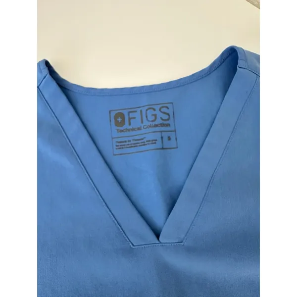 FIGS Technical Collection Womens Scrub Top Size S Blue Short Sleeve V Neck Stain - Image 4