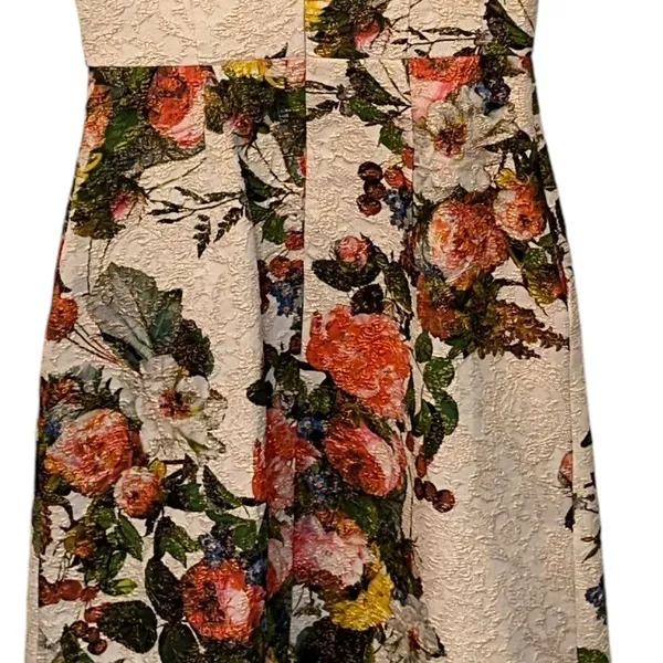 Adrianna Papell Floral Matelassé Fit & Flare‎ Dress SZ 4 Formal Wedding Cocktail - Image 4