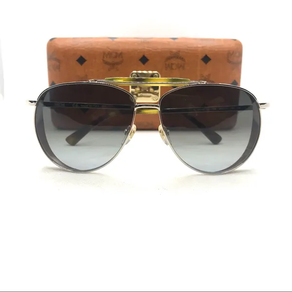 Mcm 119s "Shiny Gold/Khaki 739" Aviator Style Sunglases With Case Nwt - Image 10