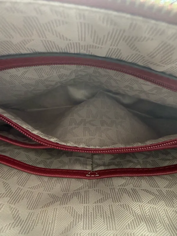 Micheal kors red leather tote bag purse large - Image 6