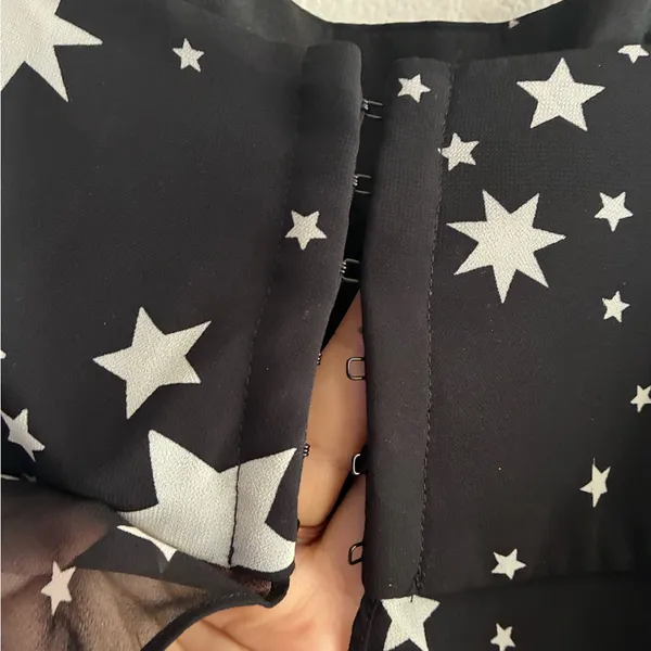 Lovers + Friends Star Print Flowy Silhouette Sheer Hem Strapless Top XS - Image 7