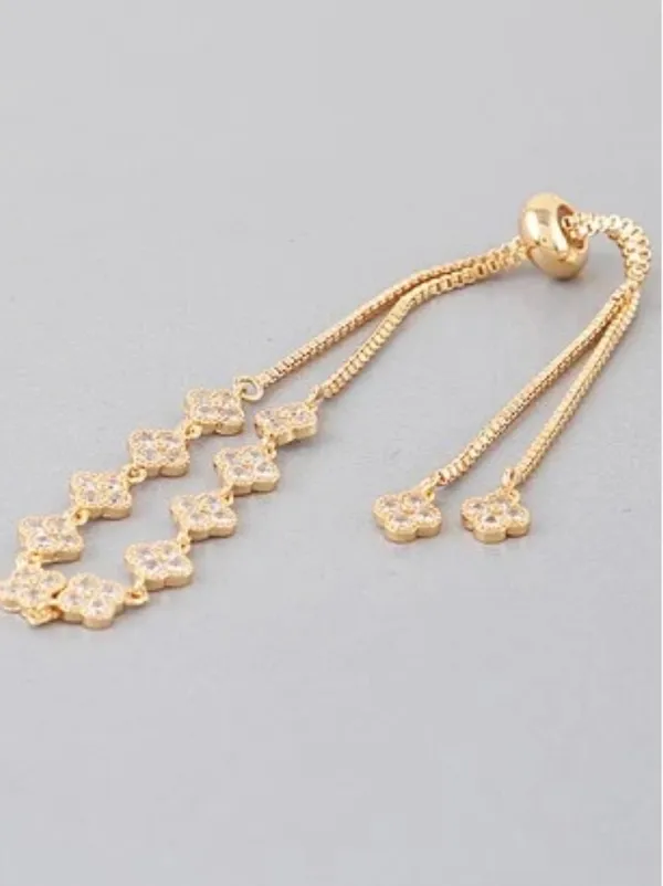 Jeweled Clover Chain Bracelet Gold - Image 3