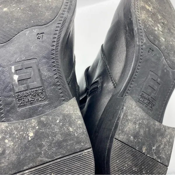 Emanuele Crasto Double Buckle Leather Moto Black Boots Size US‎ 7 EUR 37 - Image 3