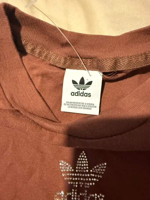adidas Short-Sleeve Trefoil Crop Tee in Rust - Image 3