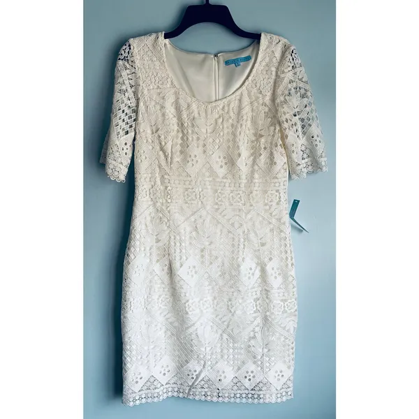 Antonio Melani White Lace Dress Bridal Coquette Size 8 - Image 4