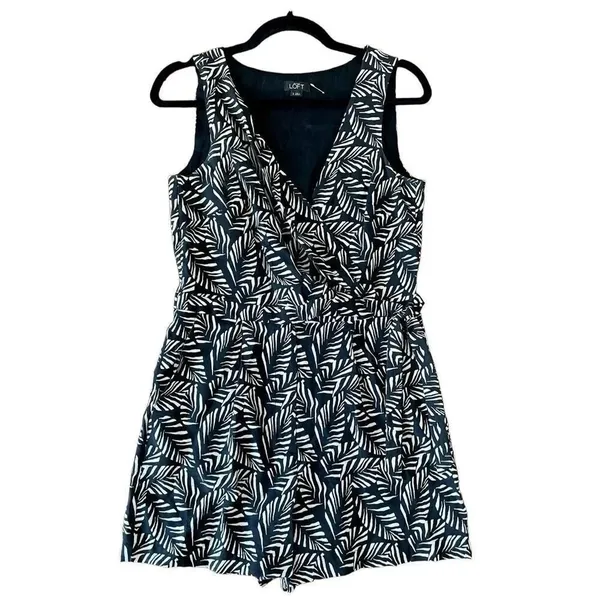Loft tropical palm leaf black and white romper 2 - Image 3