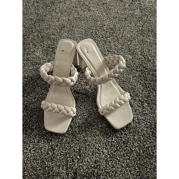 Dolce Vita Sandals Womens Size 10 Ivory Braided Slide Square Toe Block - Image 3