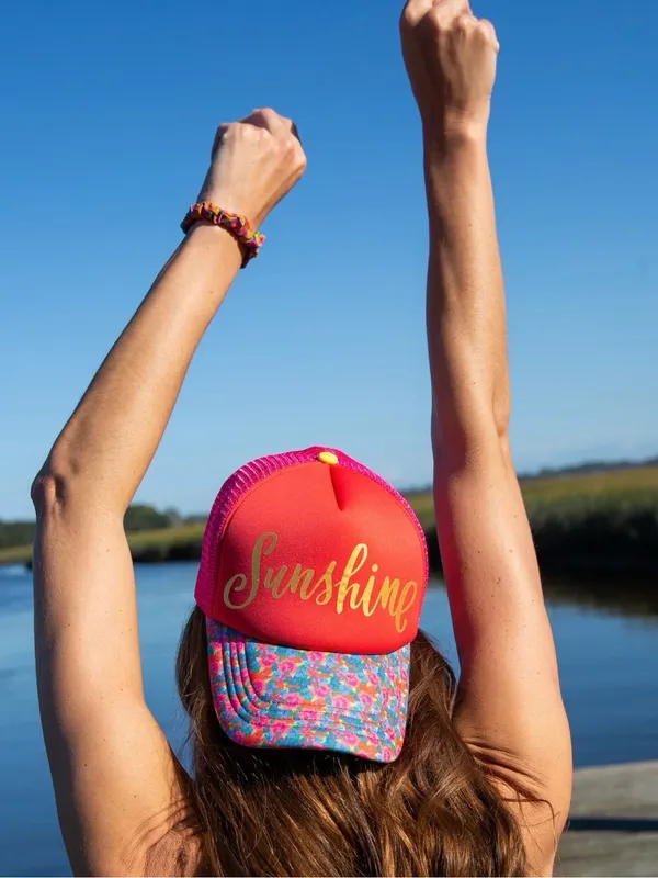New Natural Life Sunshine Pink Adjustable Vented Mesh Trucker Hat - Image 2