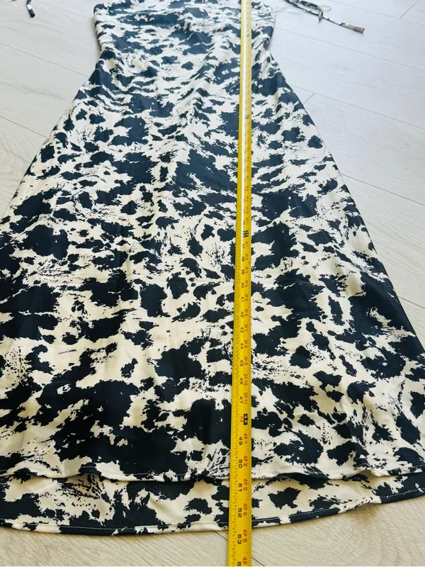 Thirty Thirty Cow Print Satin Maxi Dress Size Medium - Image 7