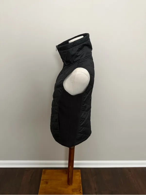 Columbia Vest Full Zip Quilted Lightweight Fleece Panels Mock Neck Layer Black - Image 2