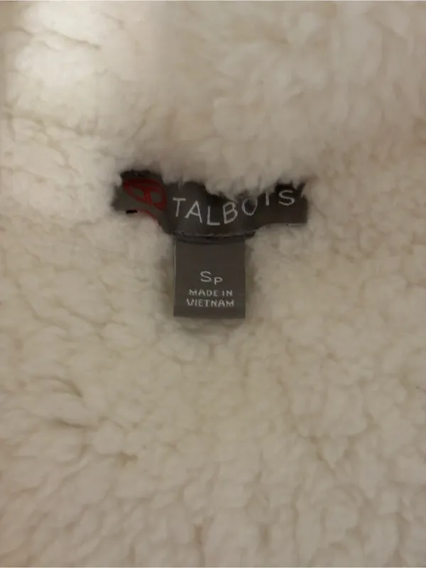 Talbots Petite Small Sherpa Lined Quilted Zip Vest White Cozy Fleece SP - Image 2