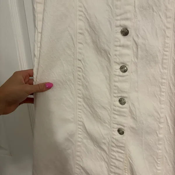 ZARA White Denim Midi Dress - Image 6