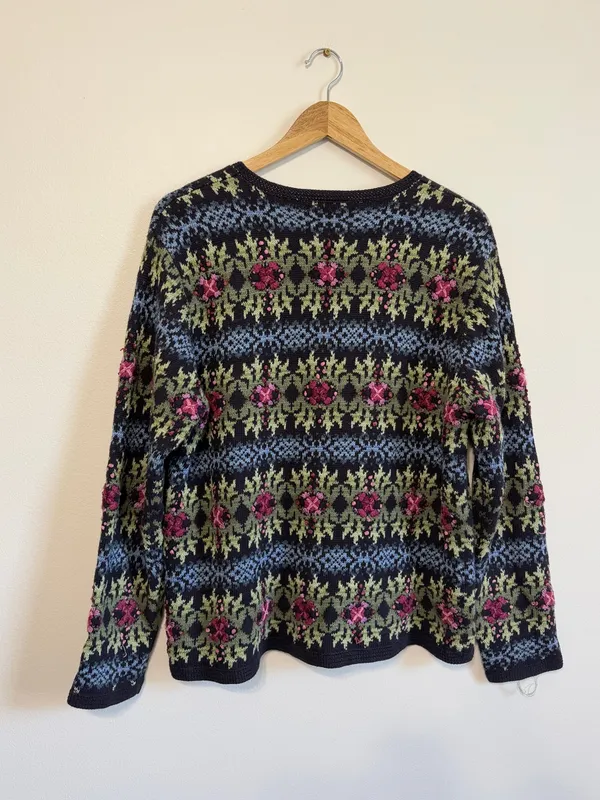 Talbots Vintage Floral Embroidered Cardigan Sweater Size Large Women’s - Image 9