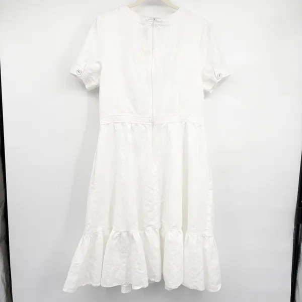 Gal Meets Glam Womens Angela White Linen Cotton Cottagecore Ruffle Dress Size 16 - Image 10