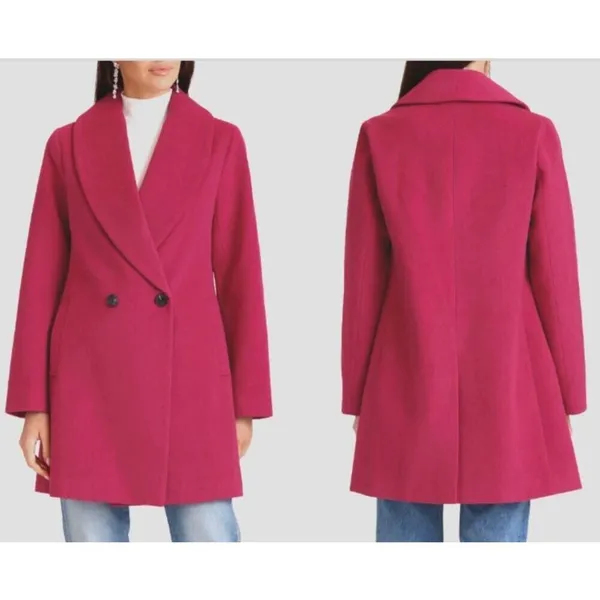 Avec les Filles pink oversized shawl neck peacoat size M - Image 2