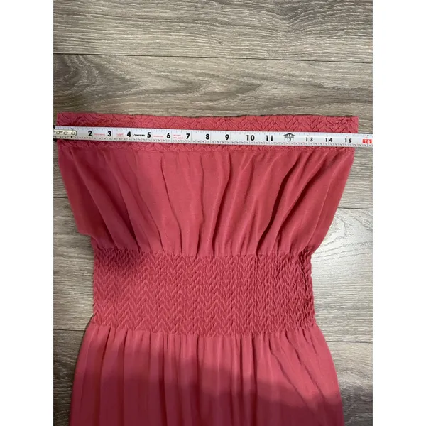 Lark + Grey Maxi Dress S/M Pink Strapless Smocked‎ Waist Rose Tube Summer Beach - Image 6