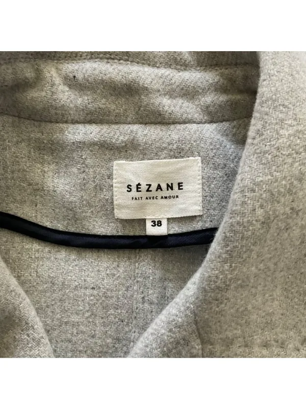 Sezane Jim wool grey long coat SZ38 US 6 OVERSIZE bust 42 - Image 5