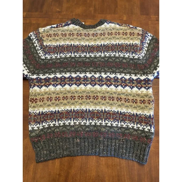Carolyn Taylor For by Design Sweater Fair Isle Knit Pullover Striped Grandpa Y2K - Image 7