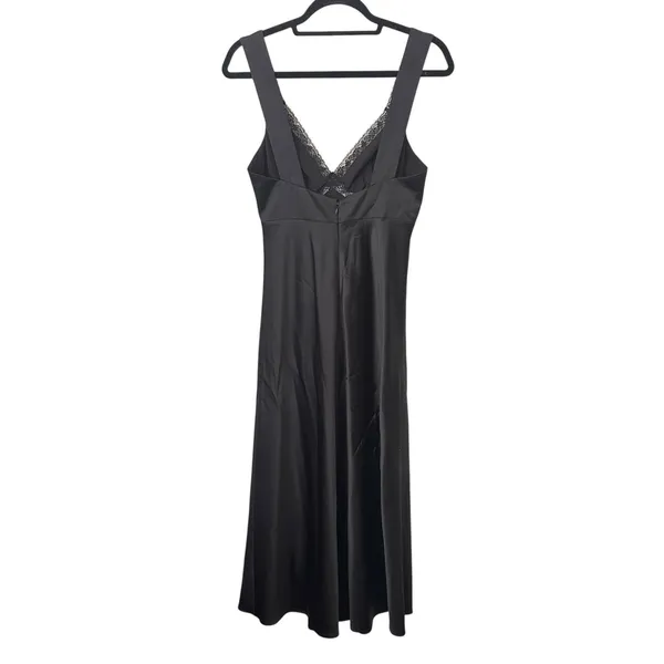 GIANNI BINI Satin‎ Lace Trimmed Slip Dress Black Sz 2 - Image 3