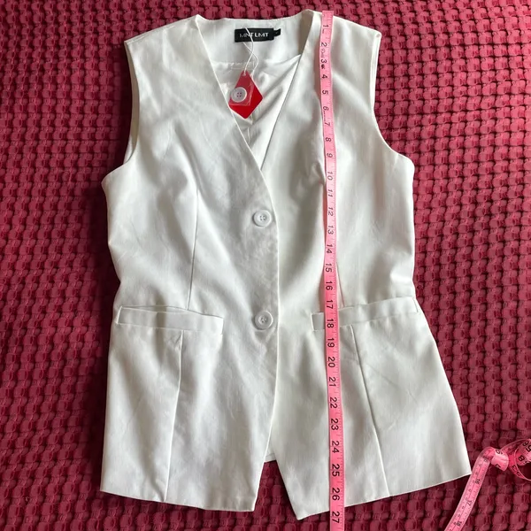 MINT LIMIT White Linen Blend Button Front Utility Vest Size S NWT - Image 7